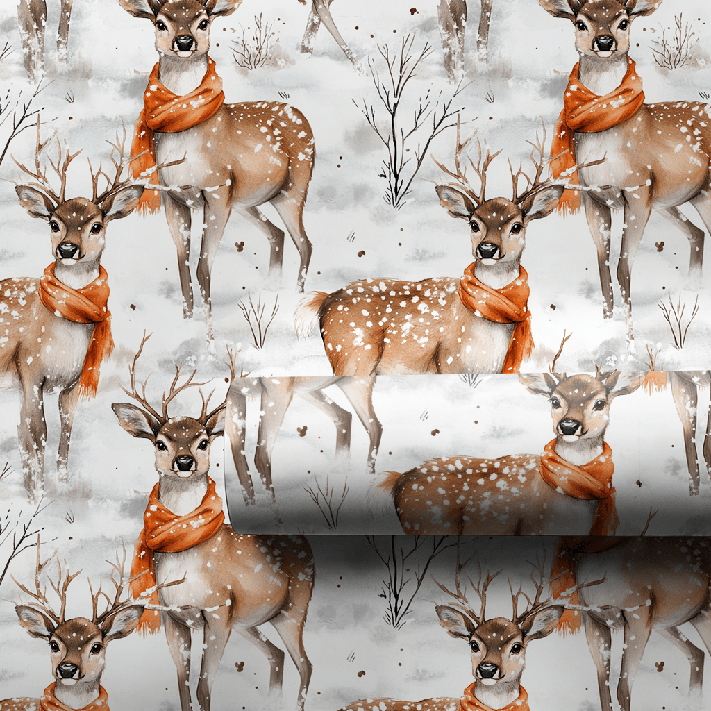 Snowfall Stag - Wrapping Paper - Aspen & Arlo