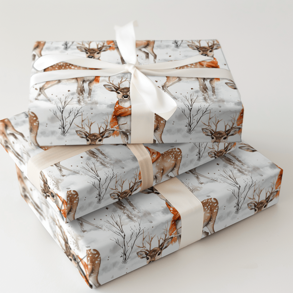 Snowfall Stag - Wrapping Paper - Aspen & Arlo