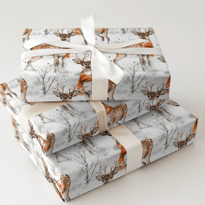 Snowfall Stag - Wrapping Paper - Aspen & Arlo