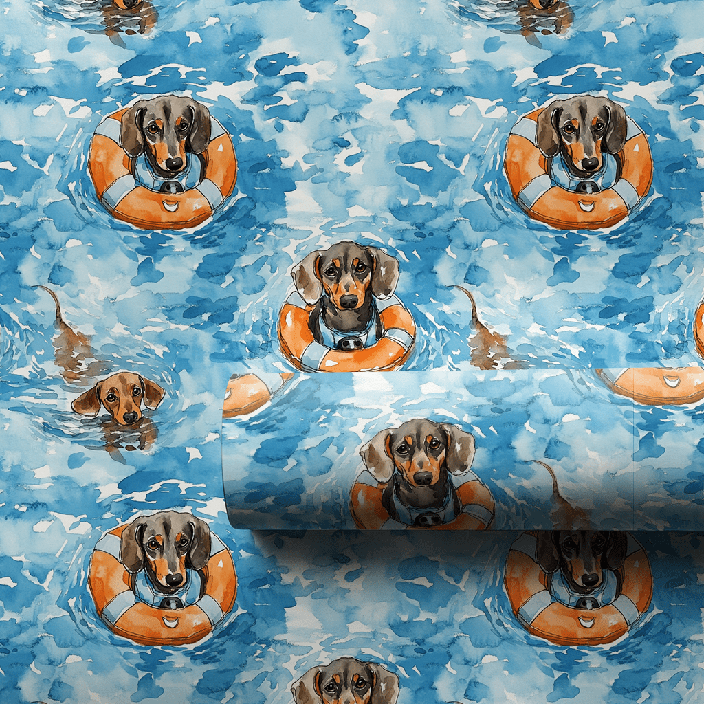 Pool Day with the Dachshunds - Wrapping Paper - Aspen & Arlo