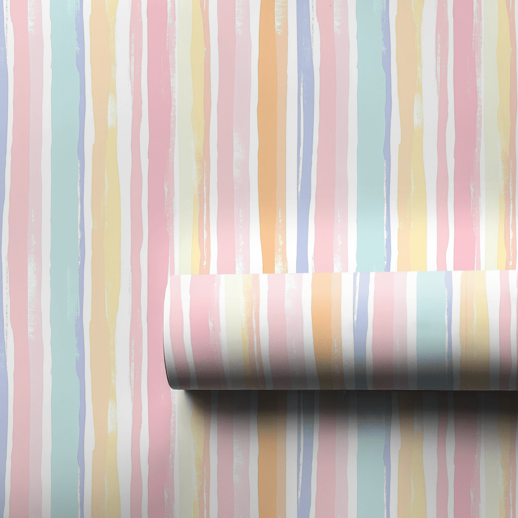Pastel Stripes and Party Lights - Wrapping Paper - Aspen & Arlo