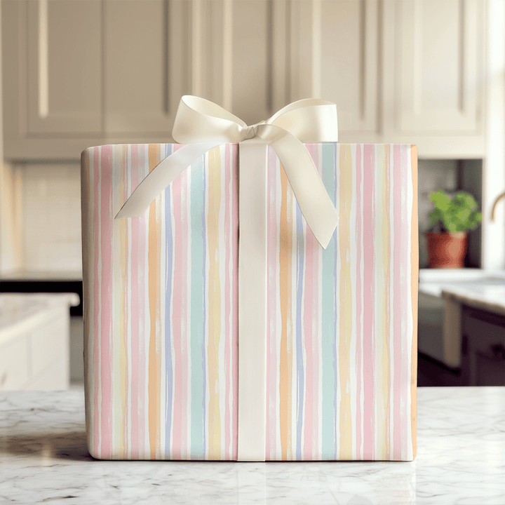 Pastel Stripes and Party Lights - Wrapping Paper - Aspen & Arlo