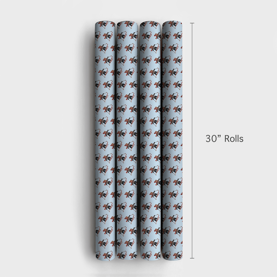 Ski Bear in Light Blue - Wrapping Paper - Aspen & Arlo