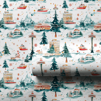 Festive Seattle - Wrapping Paper - Aspen & Arlo