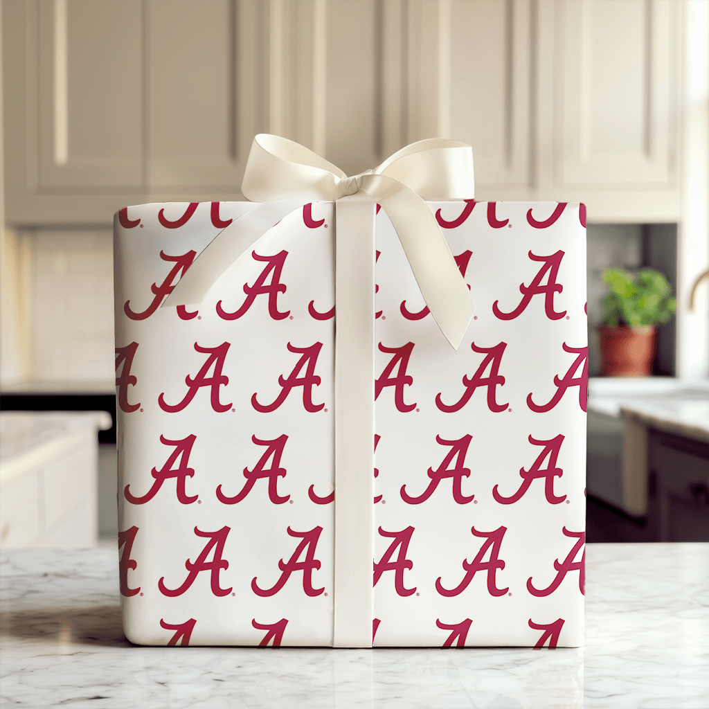 Crimson A on White - Wrapping Paper - Aspen & Arlo