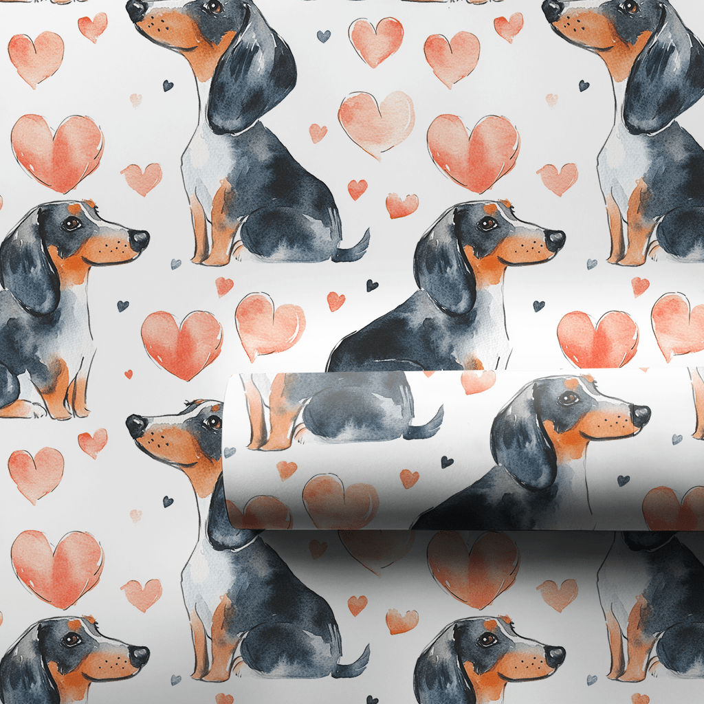 Dachshund Valentine - Wrapping Paper - Aspen & Arlo