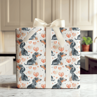 Dachshund Valentine - Wrapping Paper - Aspen & Arlo