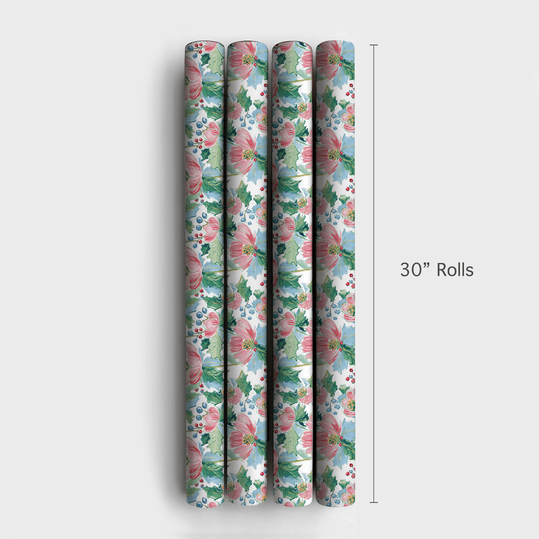 Pink Poinsettas - Wrapping Paper - Aspen & Arlo