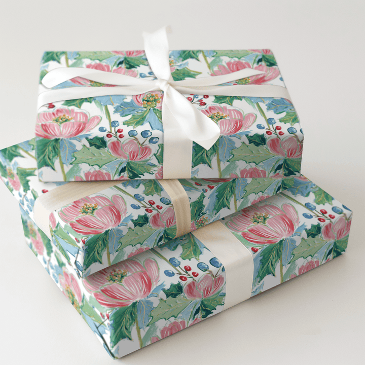 Pink Poinsettas - Wrapping Paper - Aspen & Arlo