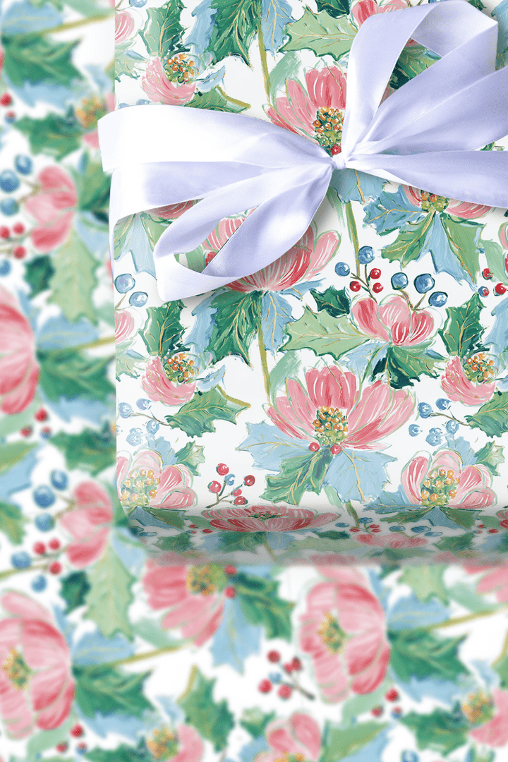 Pink Poinsettas - Wrapping Paper - Aspen & Arlo