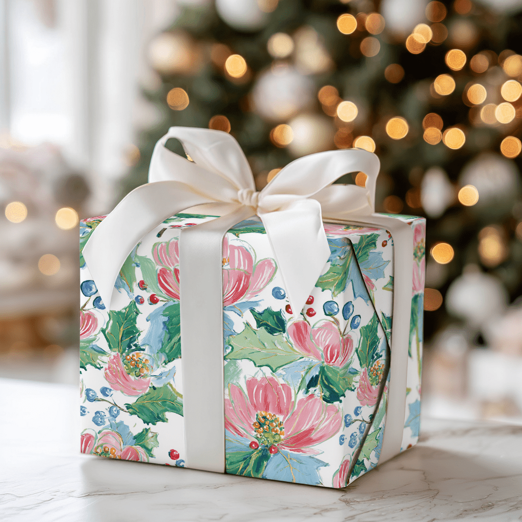 Pink Poinsettas - Wrapping Paper - Aspen & Arlo