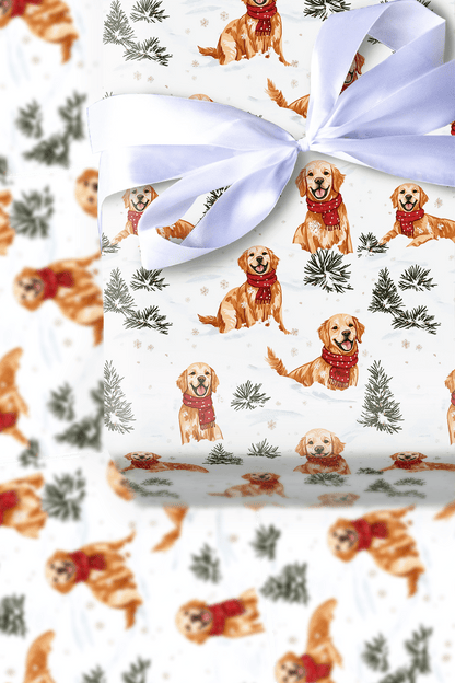 Snow Day with Red Goldens - Wrapping Paper - Aspen & Arlo