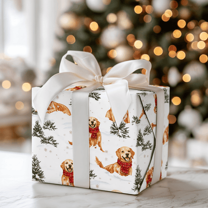 Snow Day with Red Goldens - Wrapping Paper - Aspen & Arlo