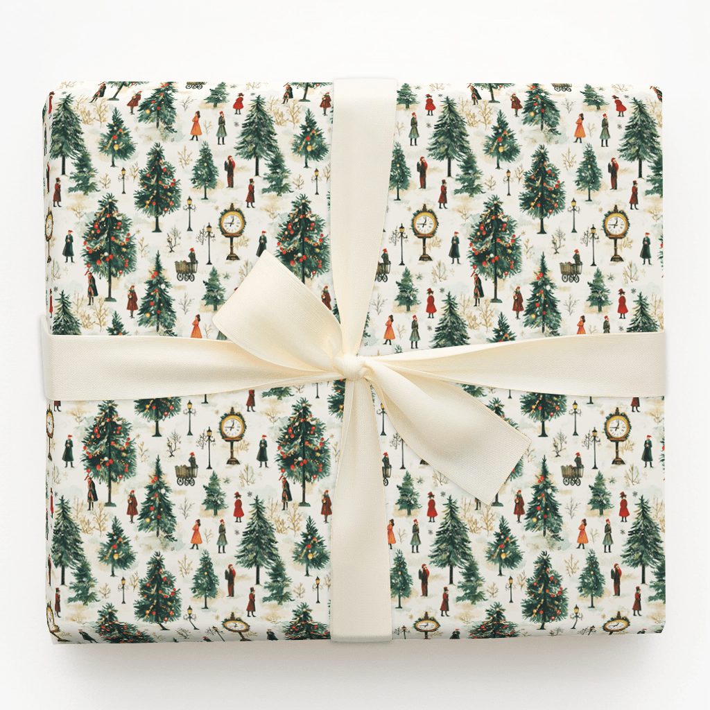 Vintage Time Wrapping Paper: Classic Christmas Gift Wrap – Aspen & Arlo