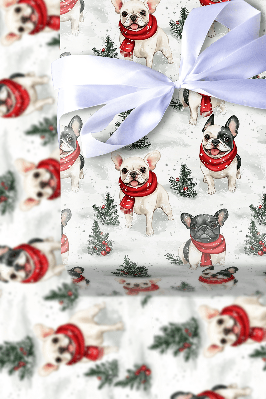 Snow Day for Frenchies - Wrapping Paper - Aspen & Arlo