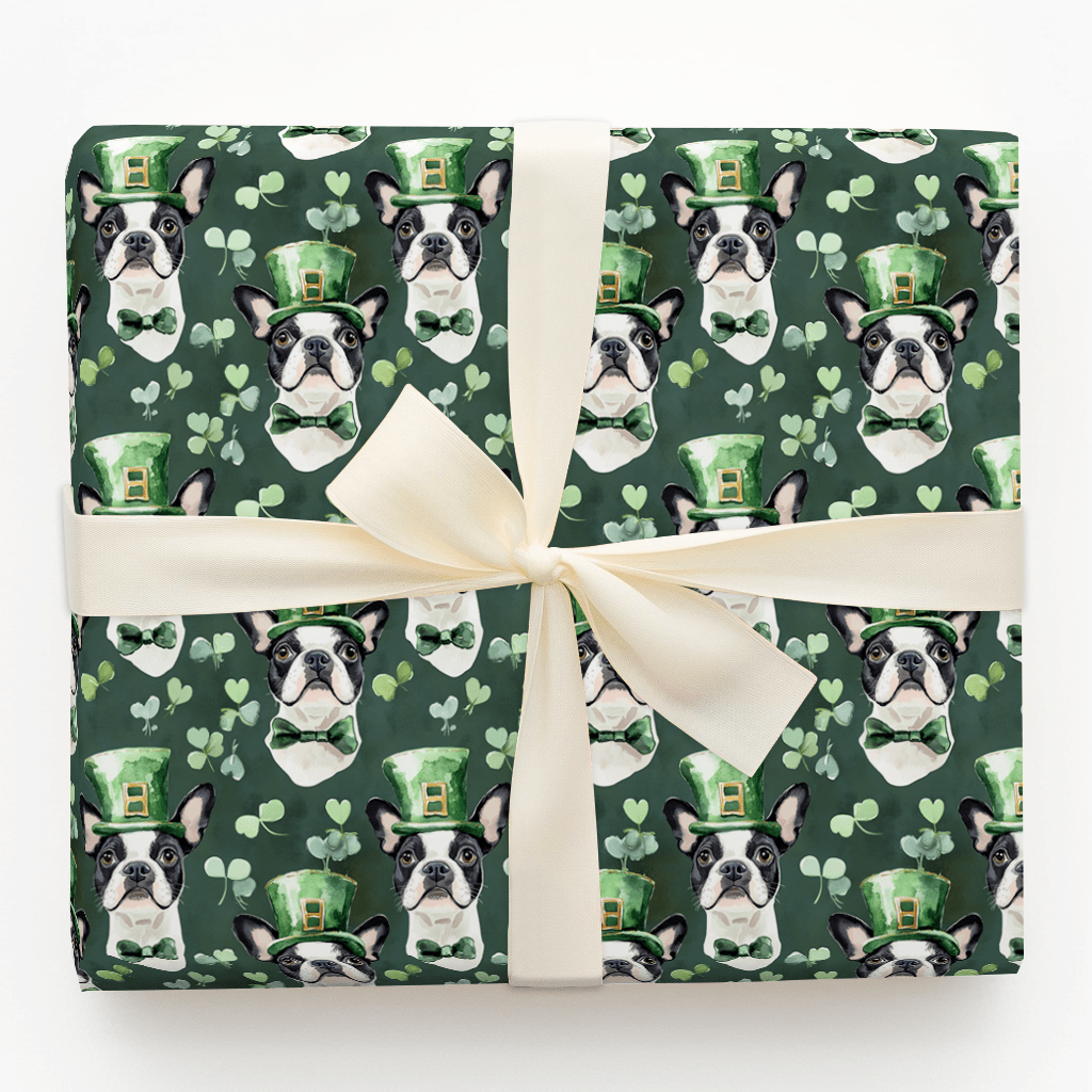 Leprechaun Boston Terrier - Wrapping Paper - Aspen & Arlo