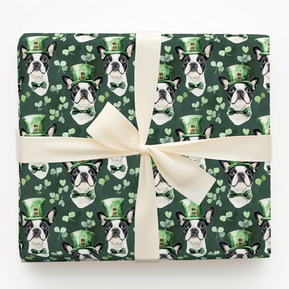 Leprechaun Boston Terrier - Wrapping Paper - Aspen & Arlo