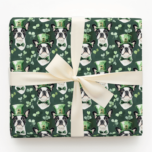 Leprechaun Boston Terrier - Wrapping Paper - Aspen & Arlo