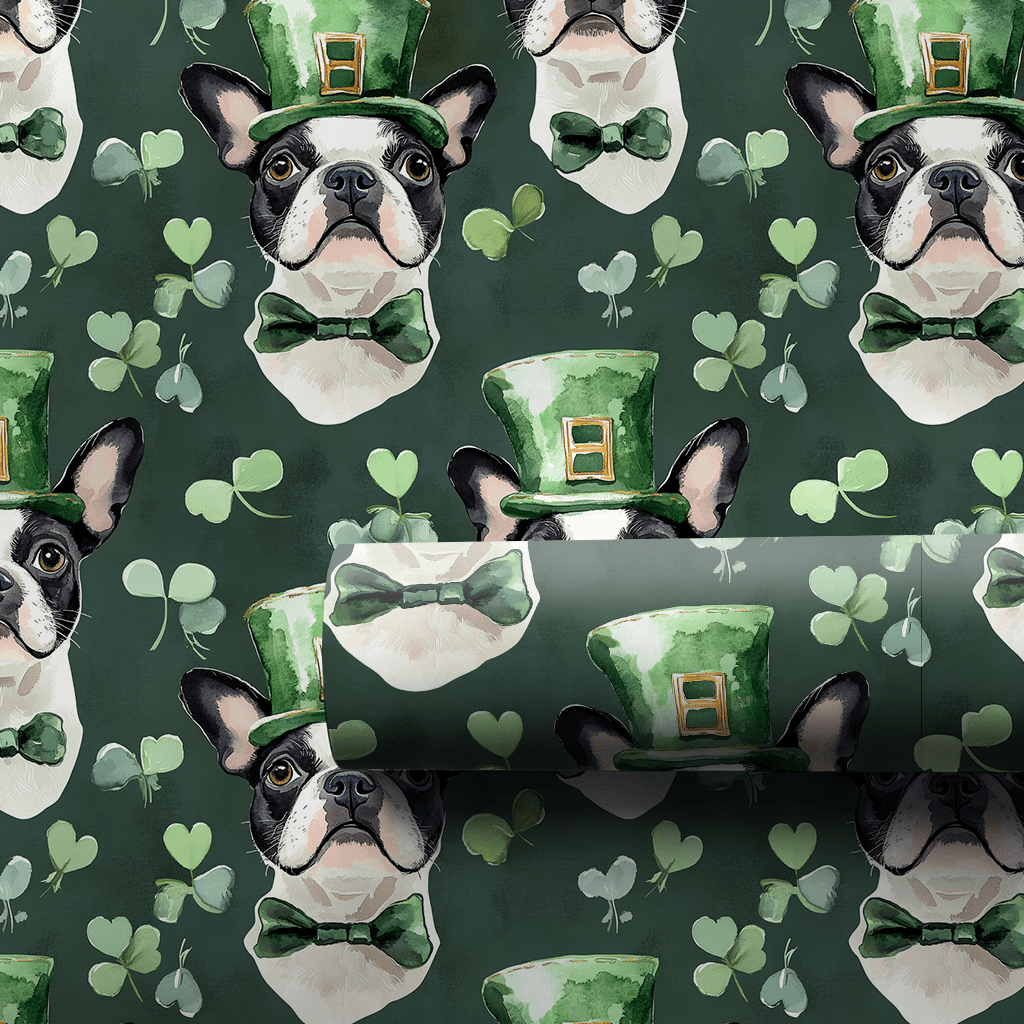 Leprechaun Boston Terrier - Wrapping Paper - Aspen & Arlo