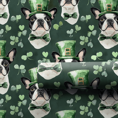 Leprechaun Boston Terrier - Wrapping Paper - Aspen & Arlo