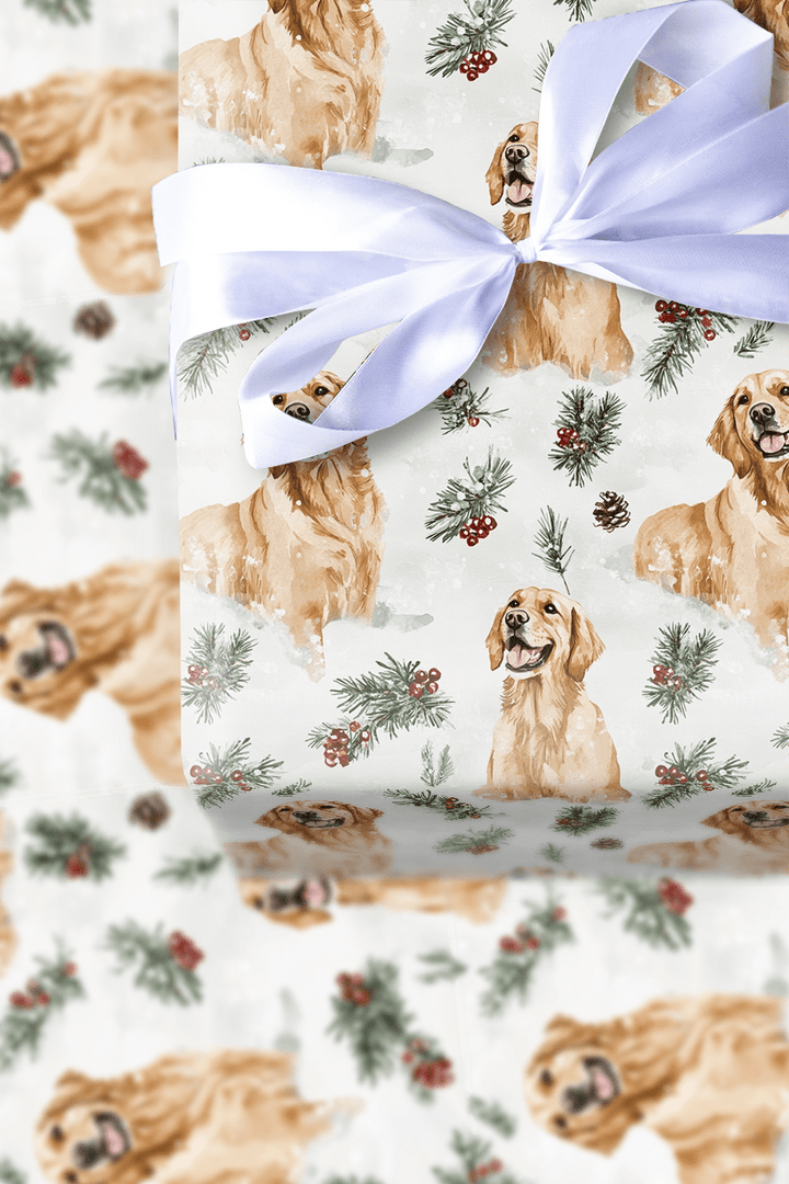 Snowy Gold - Wrapping Paper - Aspen & Arlo