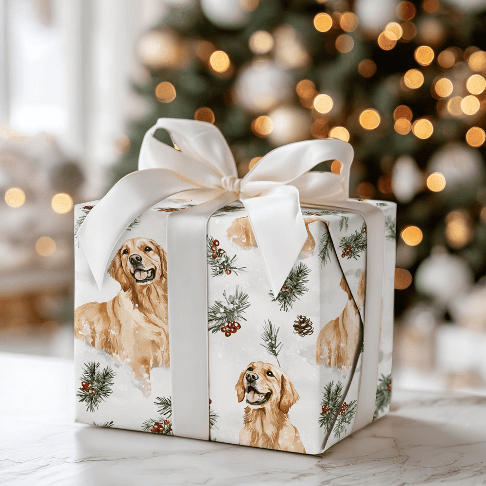 Snowy Gold - Wrapping Paper - Aspen & Arlo