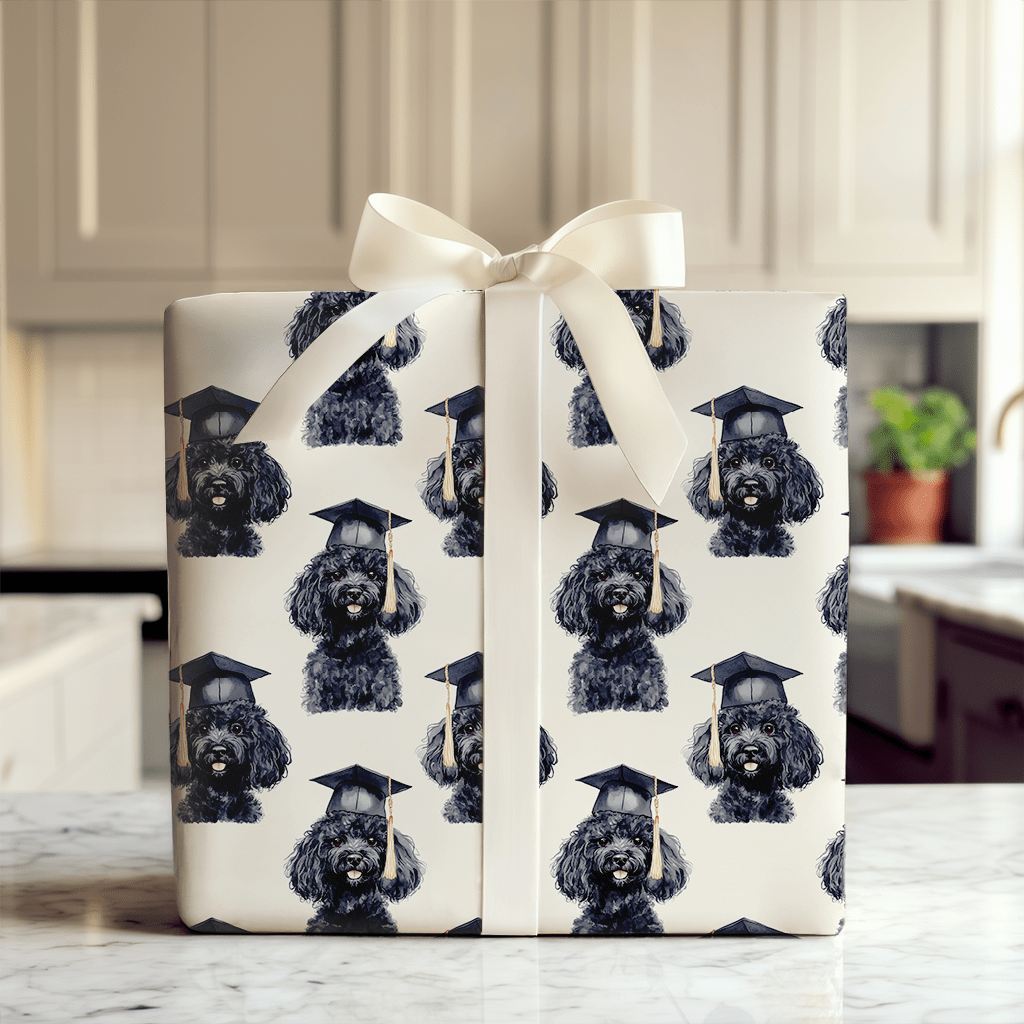 Black Poodle Graduate - Wrapping Paper - Aspen & Arlo