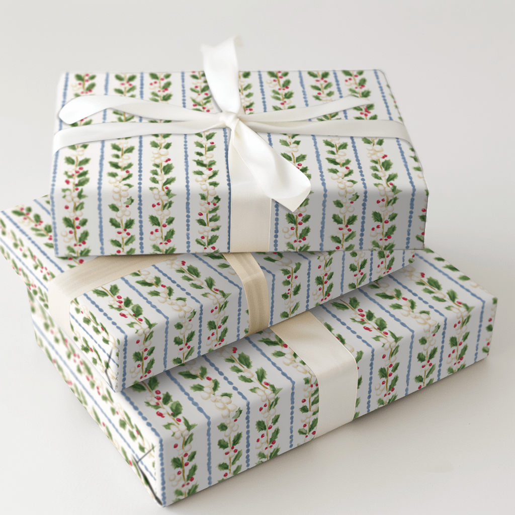 Berry Branch Stripe - Wrapping Paper - Aspen & Arlo