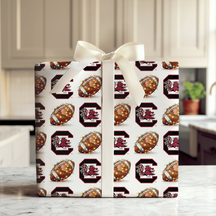 End Zone Lights Gamecocks - Wrapping Paper - Aspen & Arlo