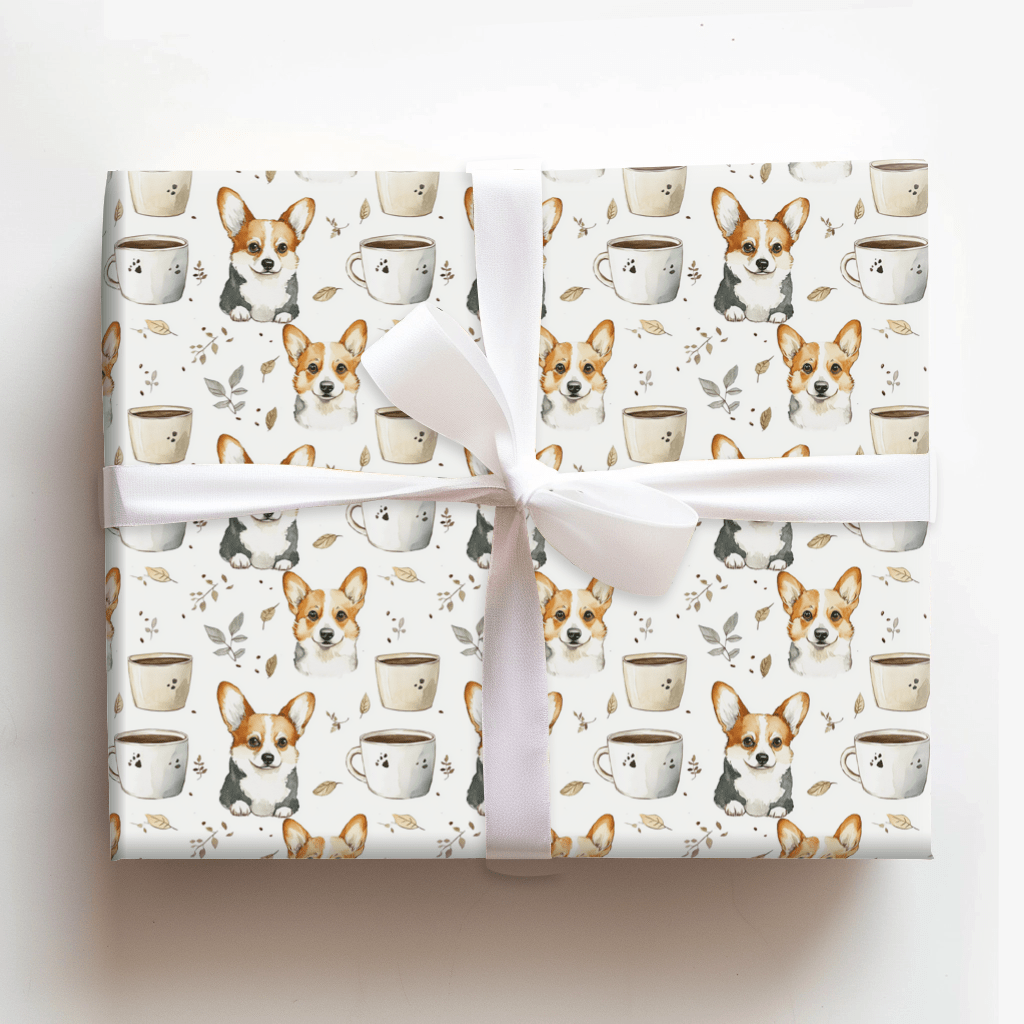 Coffee Day with the Corgi - Wrapping Paper - Aspen & Arlo