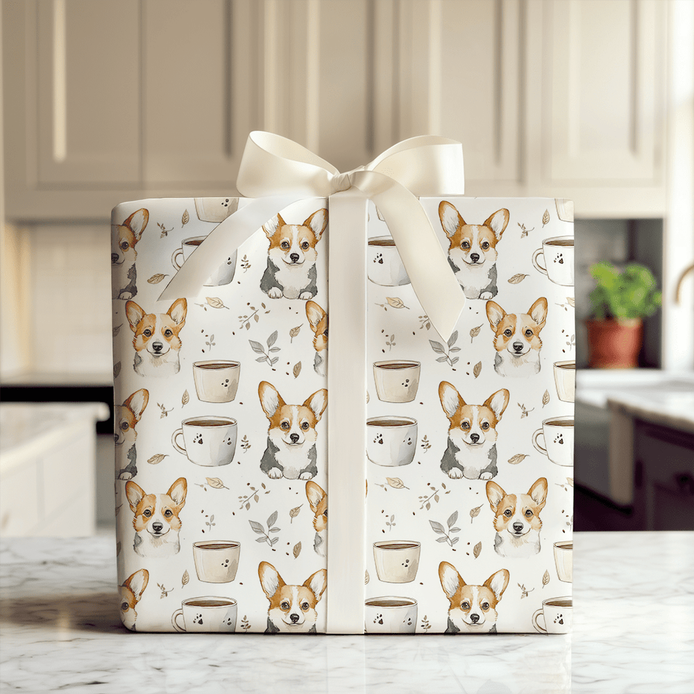Coffee Day with the Corgi - Wrapping Paper - Aspen & Arlo