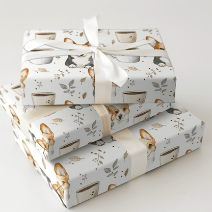 Coffee Day with the Corgi - Wrapping Paper - Aspen & Arlo