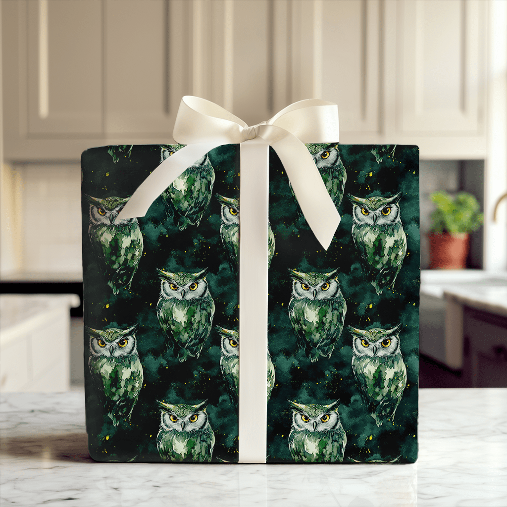 Hoot Green - Wrapping Paper - Aspen &amp; Arlo