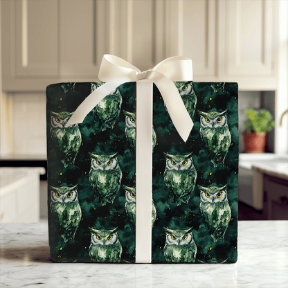 Hoot Green - Wrapping Paper - Aspen &amp; Arlo