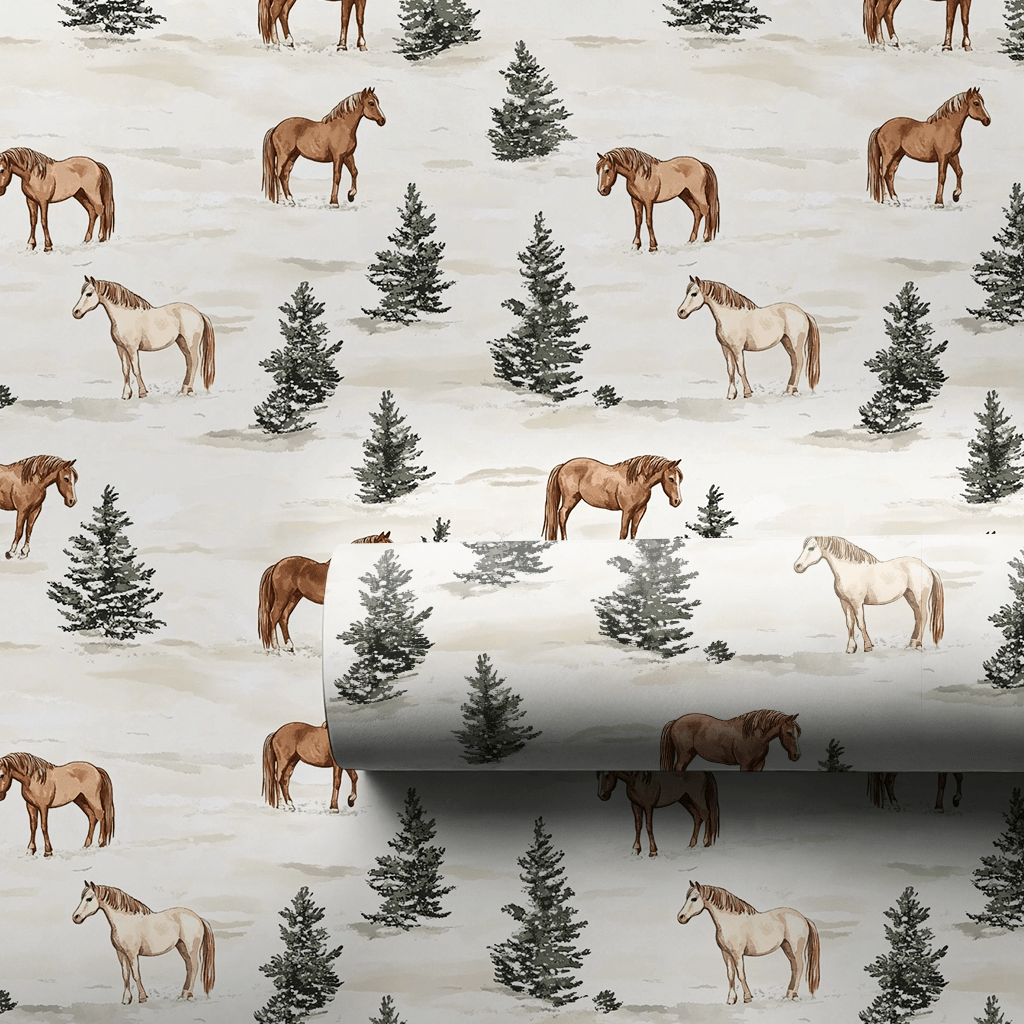 Snow Day with Horses - Wrapping Paper - Aspen & Arlo
