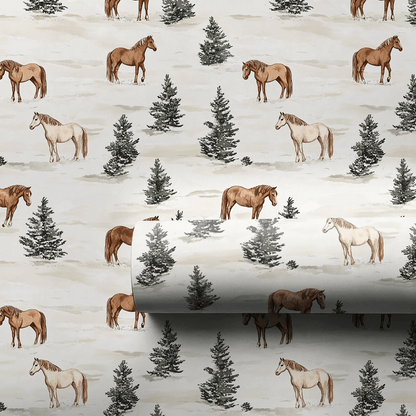 Snow Day with Horses - Wrapping Paper - Aspen & Arlo