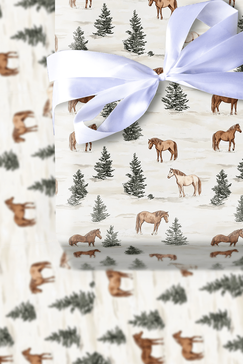 Snow Day with Horses - Wrapping Paper - Aspen & Arlo