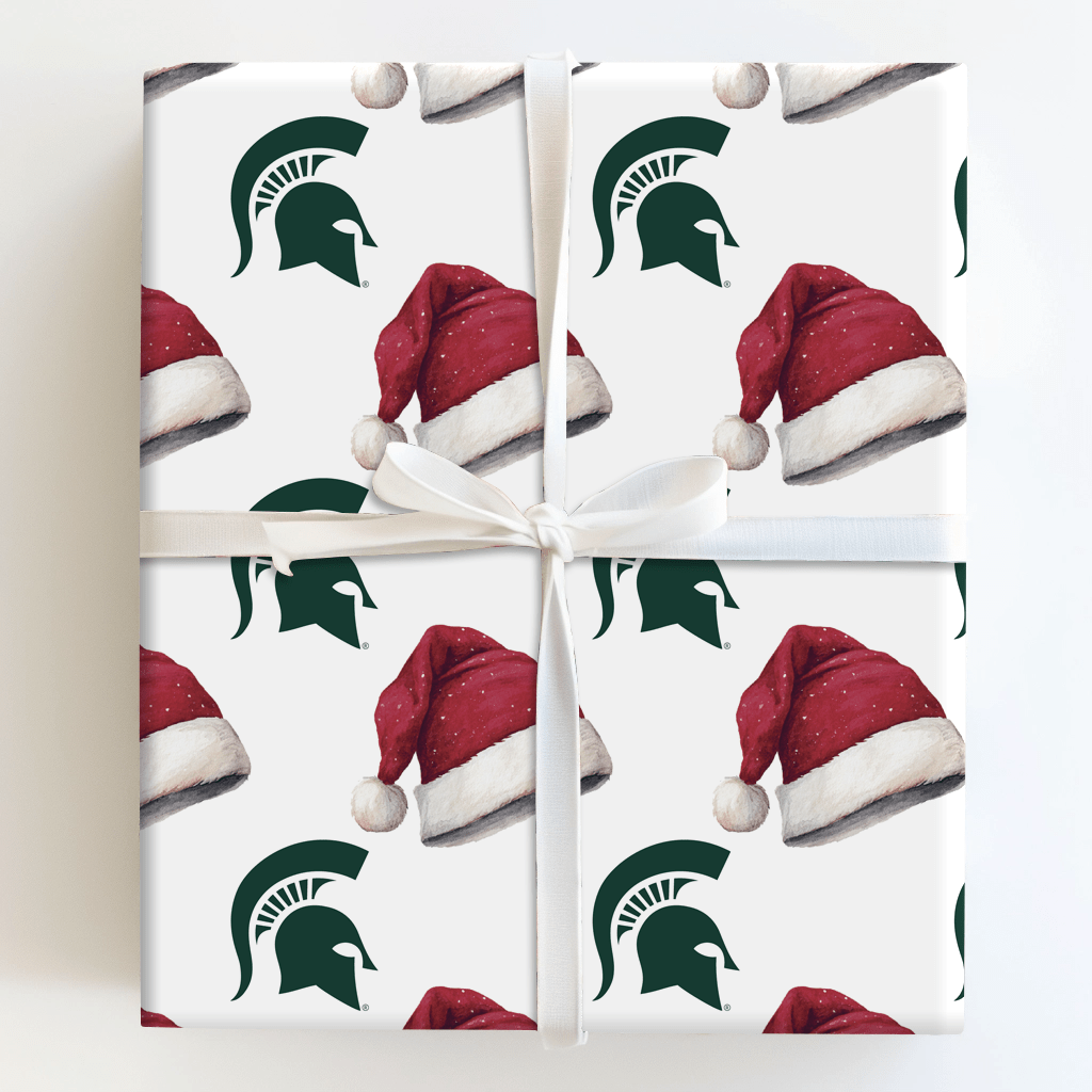 Green Helmet Santa - Wrapping Paper - Aspen & Arlo