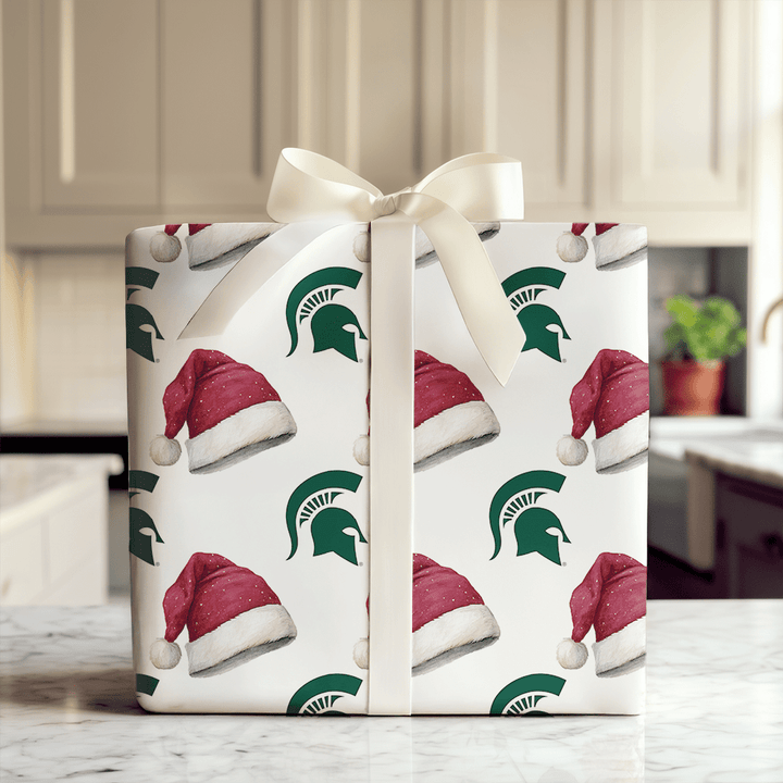 Green Helmet Santa - Wrapping Paper - Aspen & Arlo
