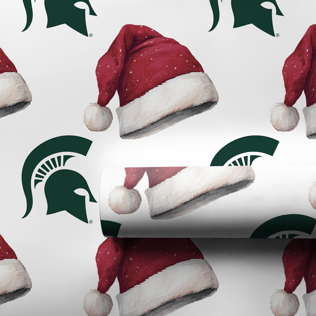 Green Helmet Santa - Wrapping Paper - Aspen & Arlo