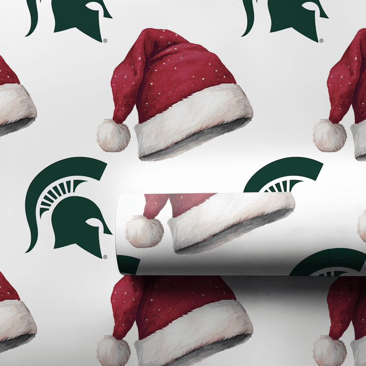 Green Helmet Santa - Wrapping Paper - Aspen & Arlo