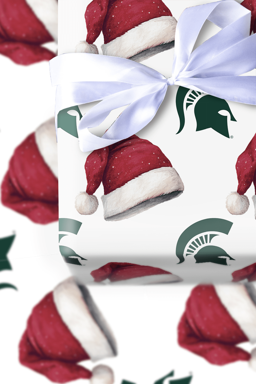 Green Helmet Santa - Wrapping Paper - Aspen & Arlo