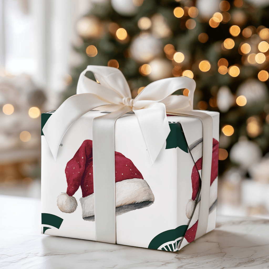 Green Helmet Santa - Wrapping Paper - Aspen & Arlo