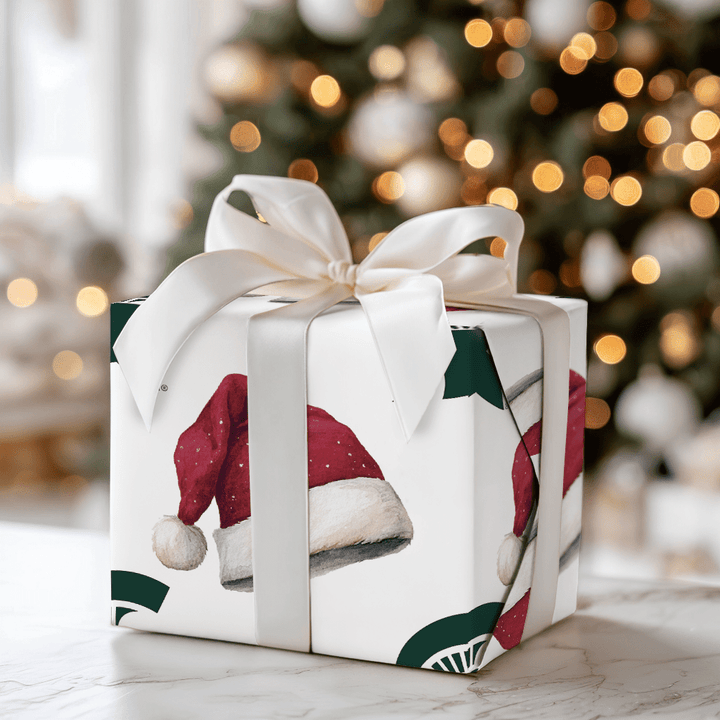 Green Helmet Santa - Wrapping Paper - Aspen & Arlo