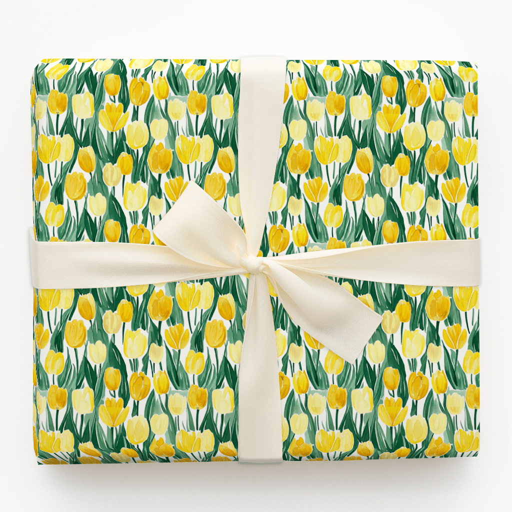 Somebunny Loves Yellow Tulips - Wrapping Paper - Aspen & Arlo