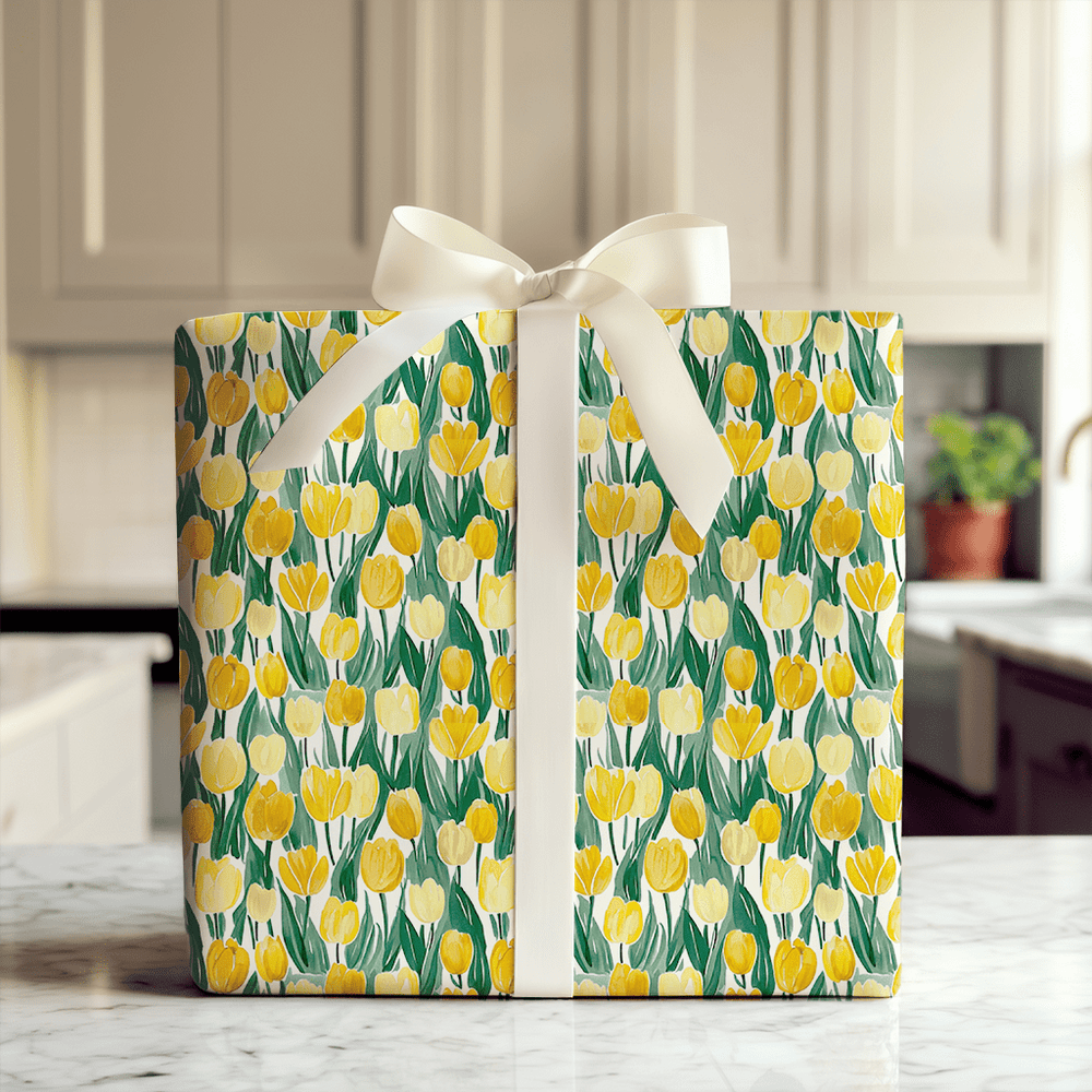 Somebunny Loves Yellow Tulips - Wrapping Paper - Aspen & Arlo