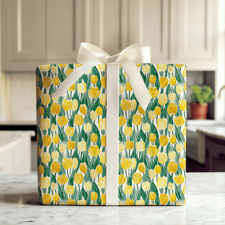 Somebunny Loves Yellow Tulips - Wrapping Paper - Aspen & Arlo