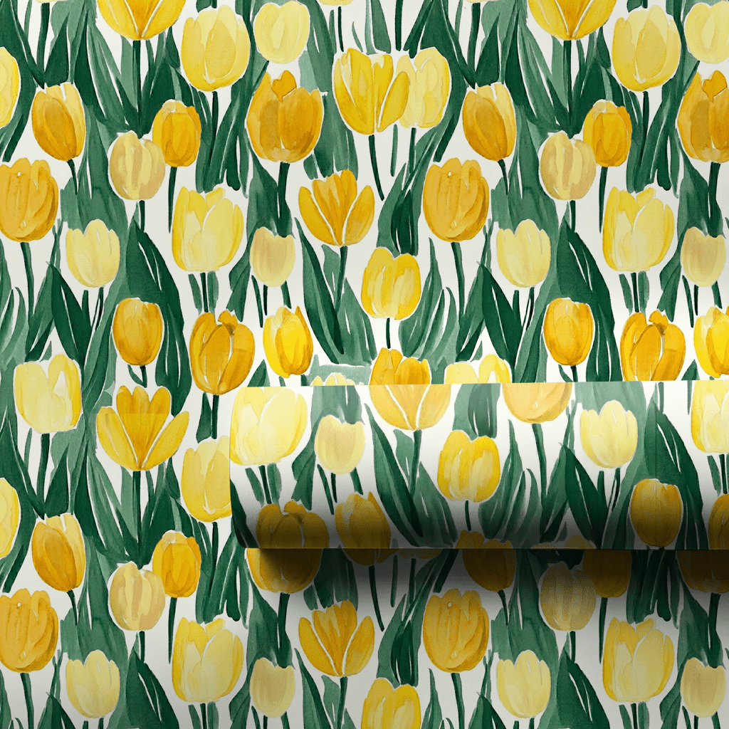 Somebunny Loves Yellow Tulips - Wrapping Paper - Aspen & Arlo