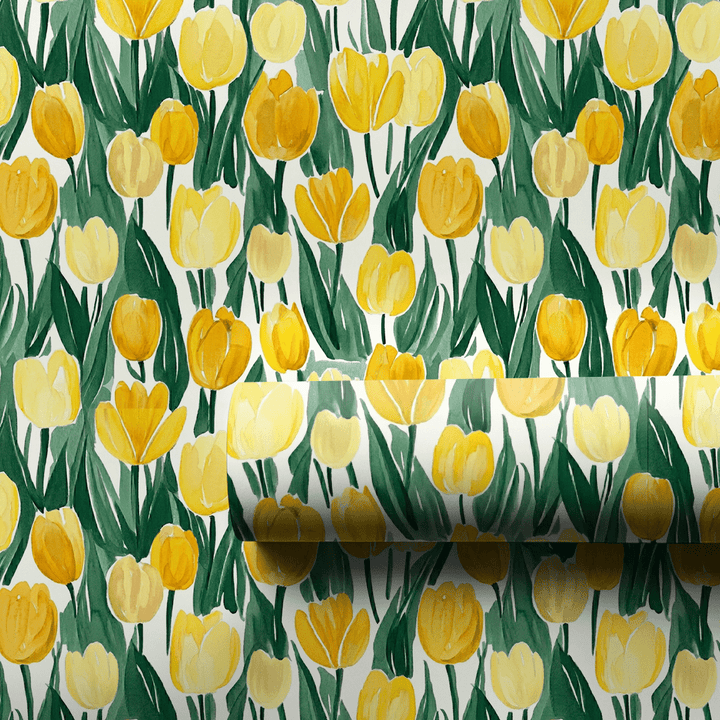 Somebunny Loves Yellow Tulips - Wrapping Paper - Aspen & Arlo