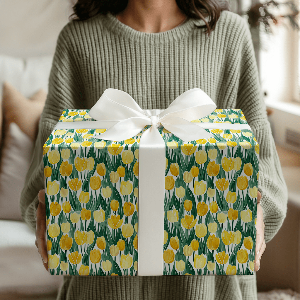 Somebunny Loves Yellow Tulips - Wrapping Paper - Aspen & Arlo